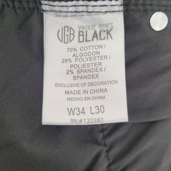 VGB Vintage Genes Black Size 34x30 Slim Fit Stretch French Terry Jeans Black NWT - Picture 10 of 13